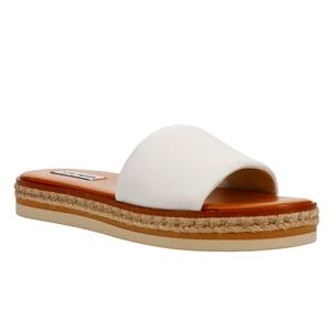Steve Madden Women's Enough White Leather Espadrille Slide Sandals Size 10